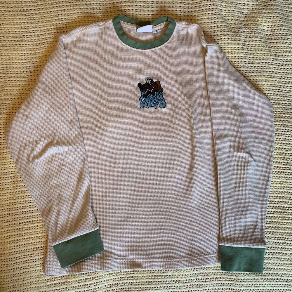 Mens Medium Obey Waffle Knit Long Sleeve Shirt